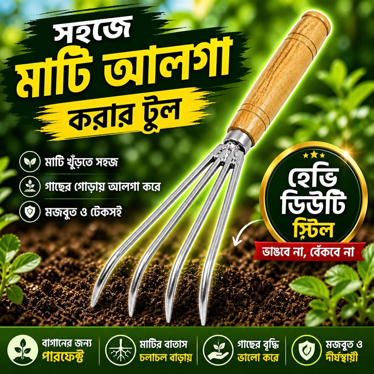 সহজে মাটি আলগা করার টুল – আপনার বাগানের সেরা সহকারী!